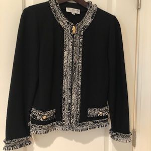 St. John Black Jacket with Gold Zipper